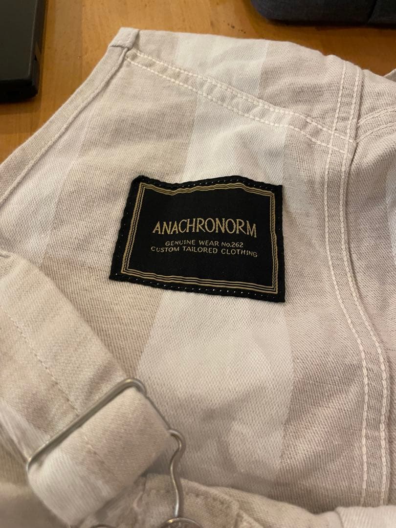 レア　アナクロノーム　ストライプ コットンオーバーオール サイズ32