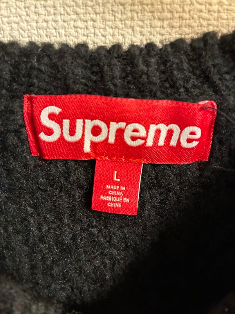 Supreme ブラック ワッフルセーター Lサイズ