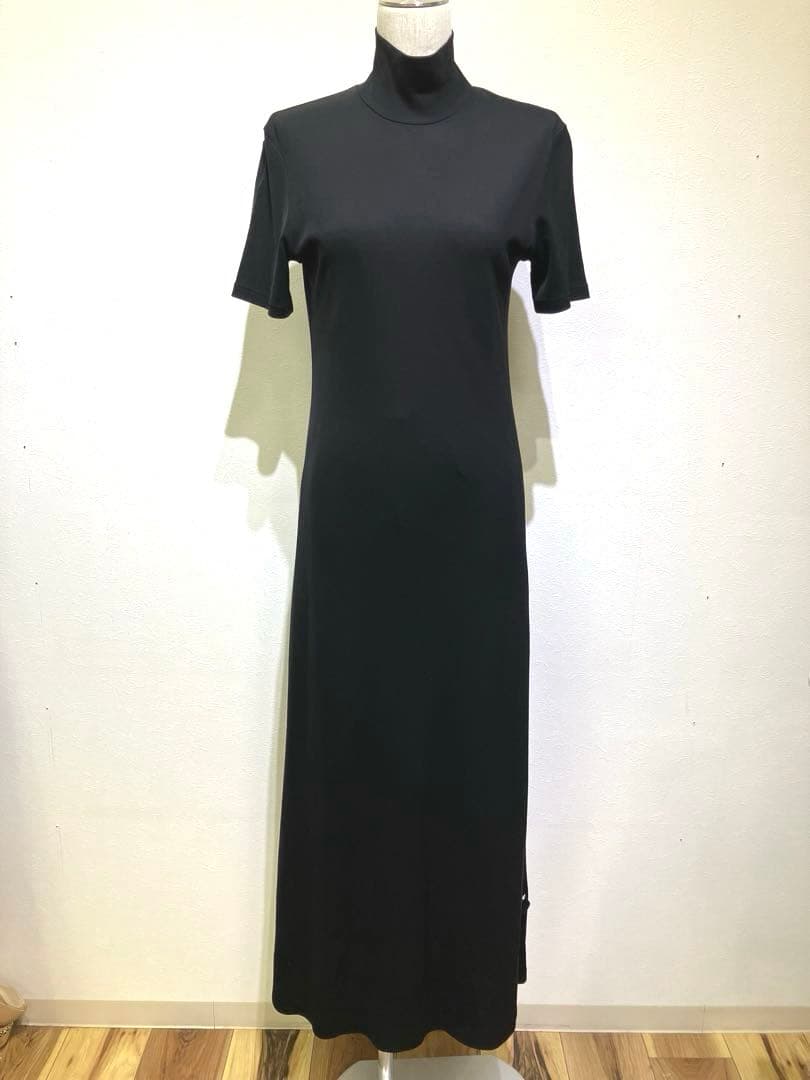 ヨウジヤマモト　ブラックハイネックロングワンピース　裏地スカート付　美シルエット
