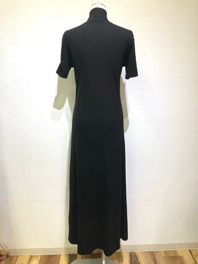ヨウジヤマモト　ブラックハイネックロングワンピース　裏地スカート付　美シルエット