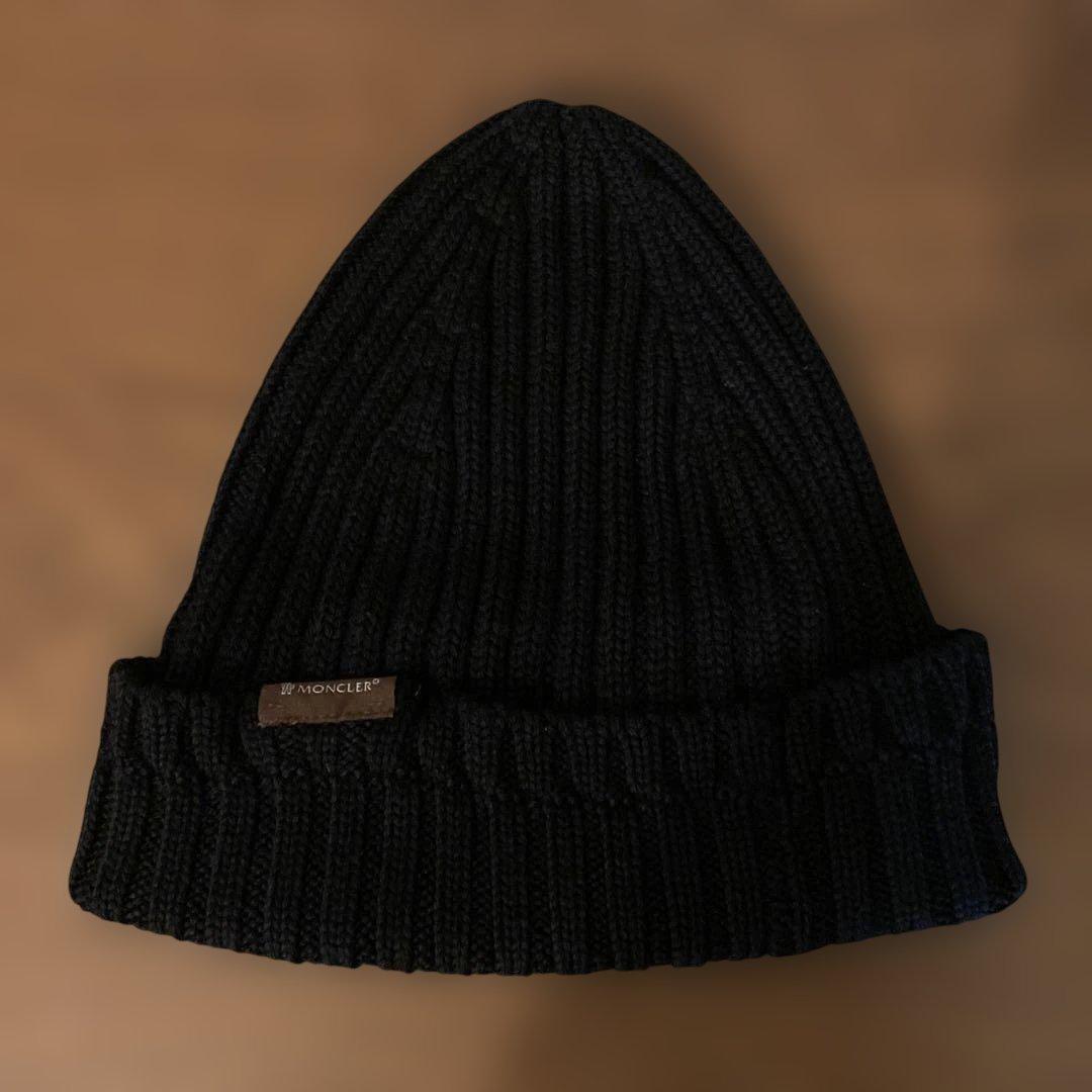 MONCLER ブラック ニット帽　MADE IN ITALY