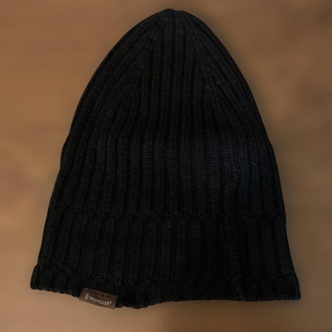 MONCLER ブラック ニット帽　MADE IN ITALY