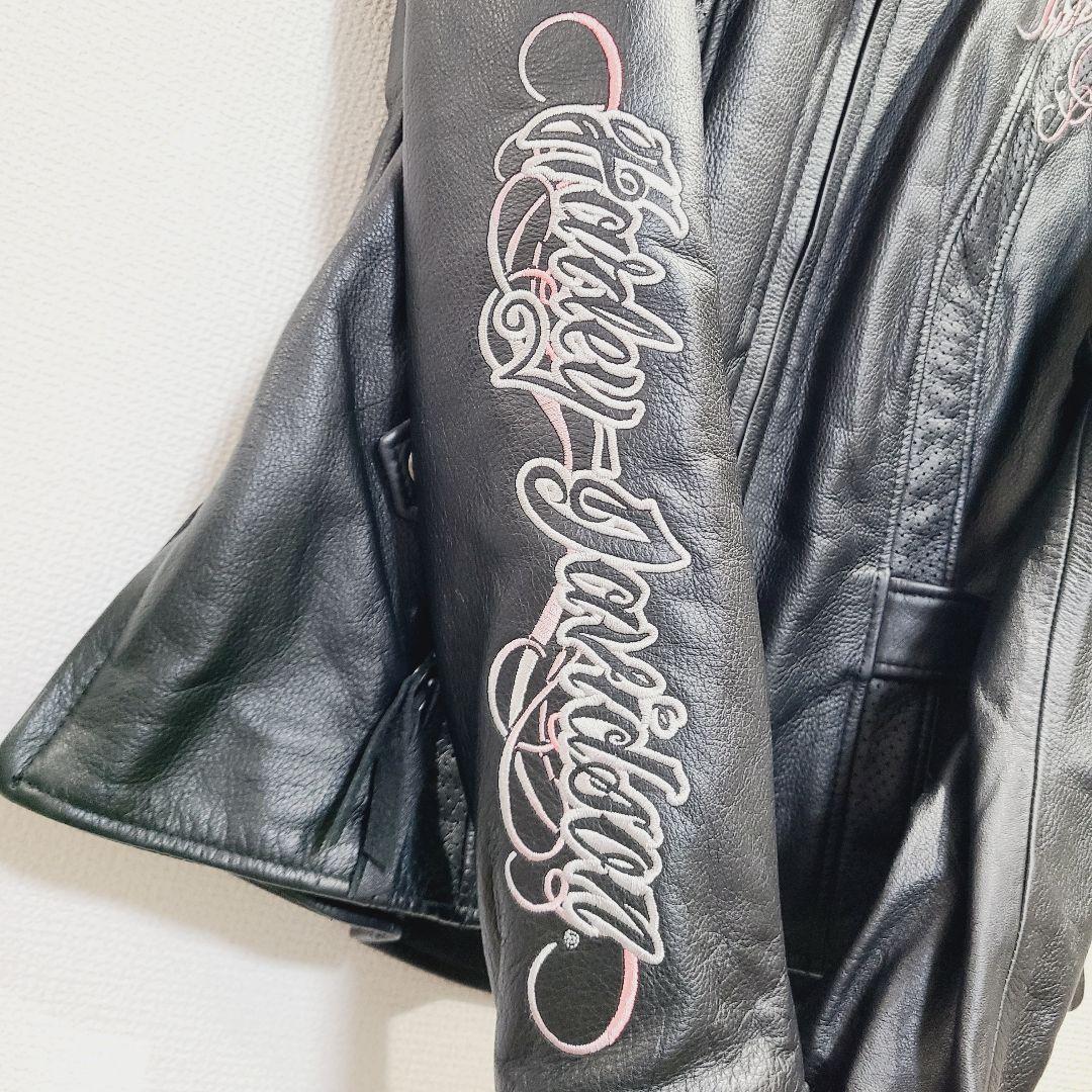 【美品】ハーレーダビッドソン　シングルライダース　刺繍　ビジュー　レザー