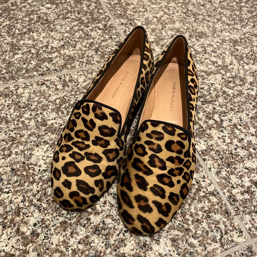 FABIO RUSCONI レオパートフラットシューズ　ハラコ　36