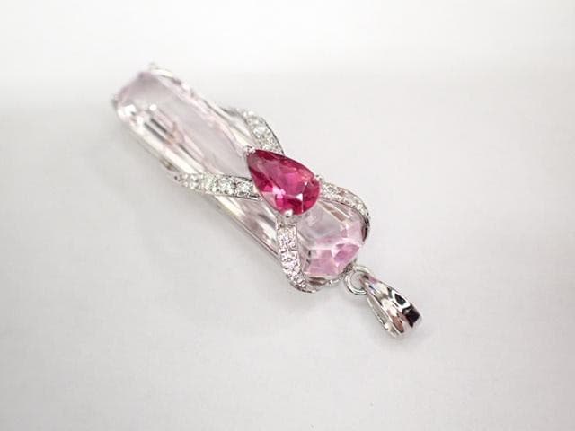 美品 Pt900 クンツァイト12.71ct ピンクトルマリン ペンダントトップ
