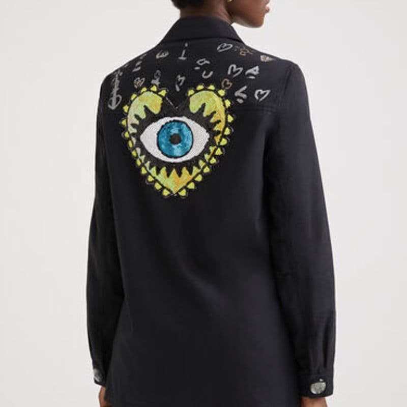 ♥新品未使用♥Desigual 刺繍＆メッセージ入りレディース モッズジャケット