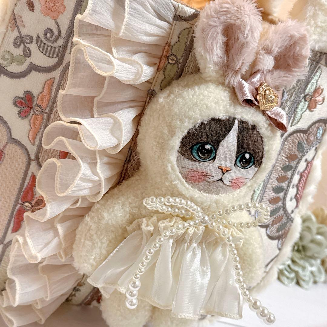 あ*き様 コヤンイサムチョン♡新柄インド刺繍のうさミルクちゃんのラウンドトートバ