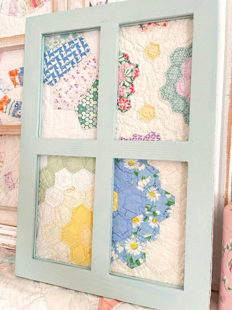 KWBTさま確認用になります。アンティークキルト窓枠フレームリバーシブル·͜· ♡