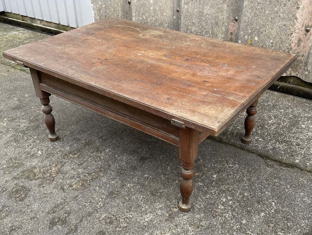 ビンテージ/当時物/無垢材/文机/机/書斎机/作業台/テーブル/ろくろ脚/12