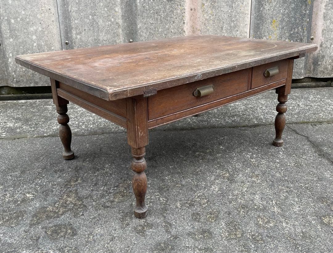ビンテージ/当時物/無垢材/文机/机/書斎机/作業台/テーブル/ろくろ脚/12