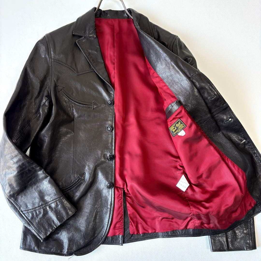 【希少】ウエストライド テーラードジャケット 羊革 レザー 38 ブラック