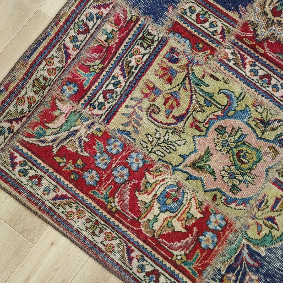 ペルシャ絨毯 パッチワーク アンティーク 206x146手織り クリーニング済み