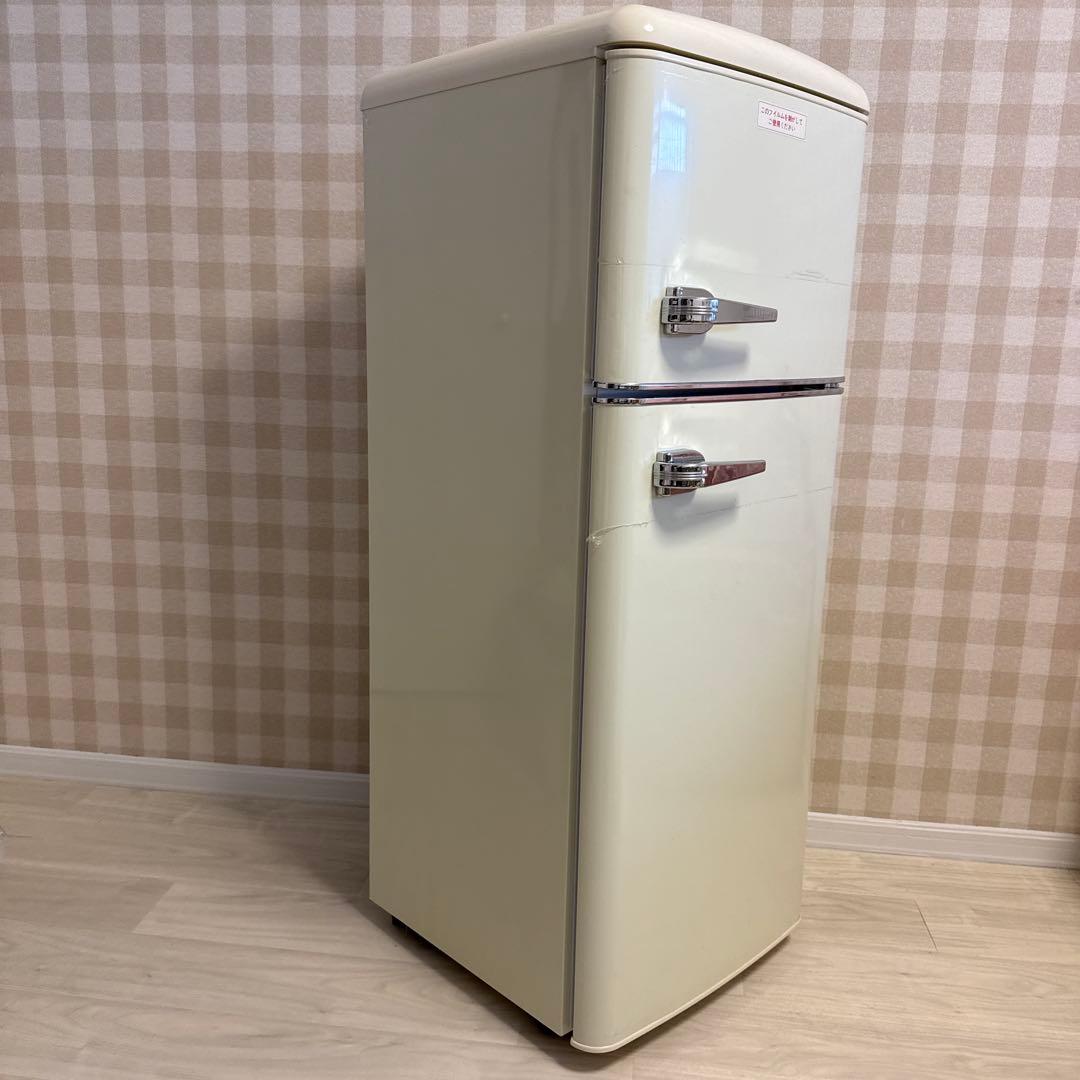 レトロ クリーム色 2ドア冷蔵庫