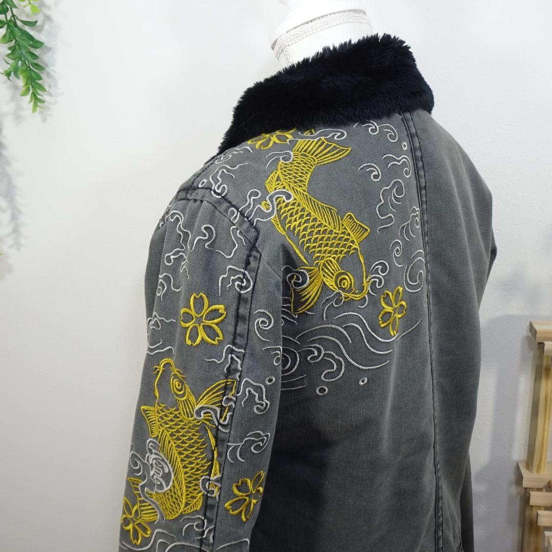 Kula by Eternal スカジャン風ミリタリージャケット 刺繍 グレーM