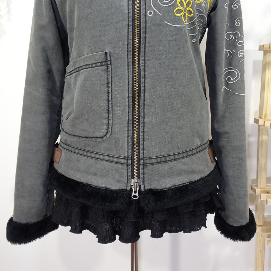 Kula by Eternal スカジャン風ミリタリージャケット 刺繍 グレーM