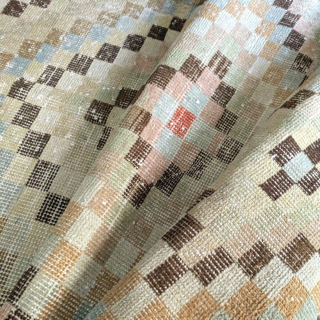 87×210 幾何学柄　スモーキーカラー　トルコヴィンテージラグ