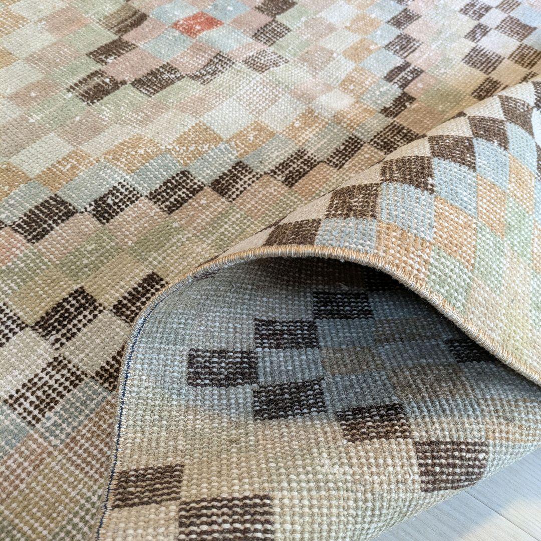 87×210 幾何学柄　スモーキーカラー　トルコヴィンテージラグ