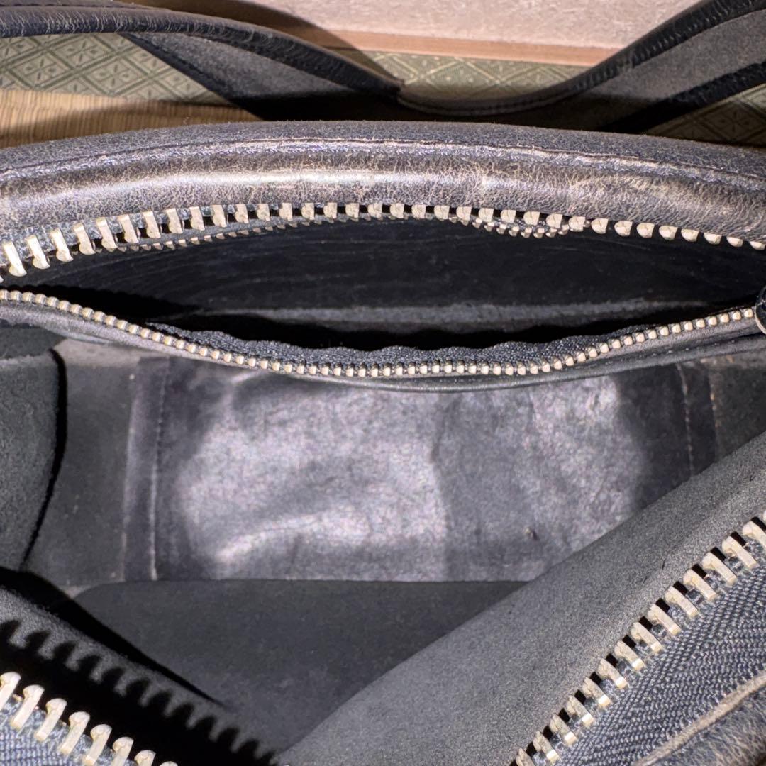 c*u様 old coach ブラックレザーショルダーバッグ　9966 シルバー