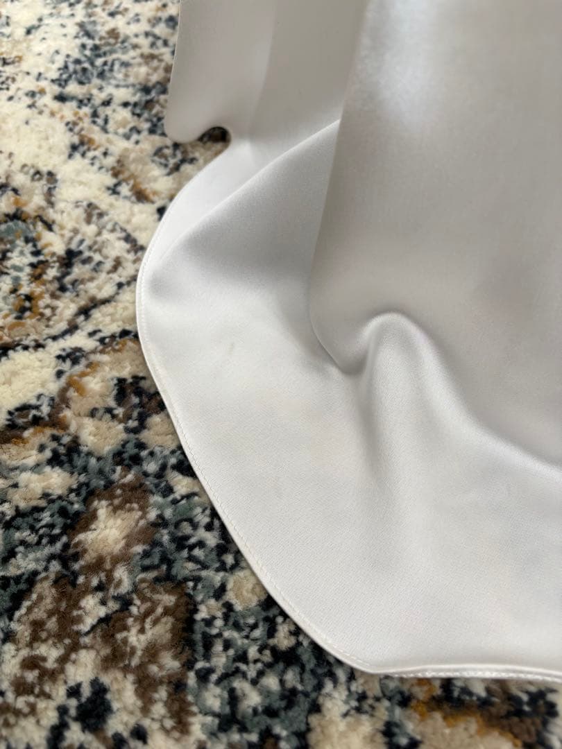 パフスリーブ サテンソフトマーメイドウエディングドレス 二次会 花嫁 S