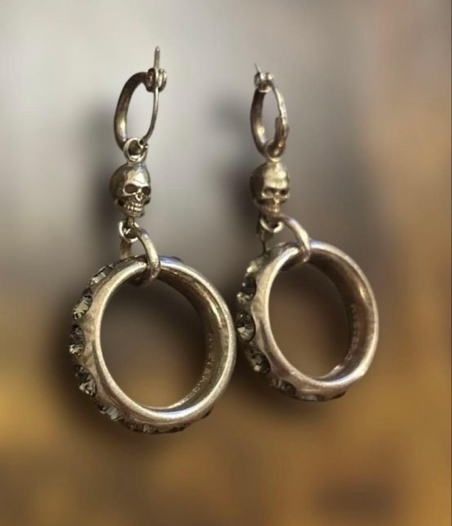 ヒステリックグラマー ドクロ スワロフスキー ピアス SV925 シルバー