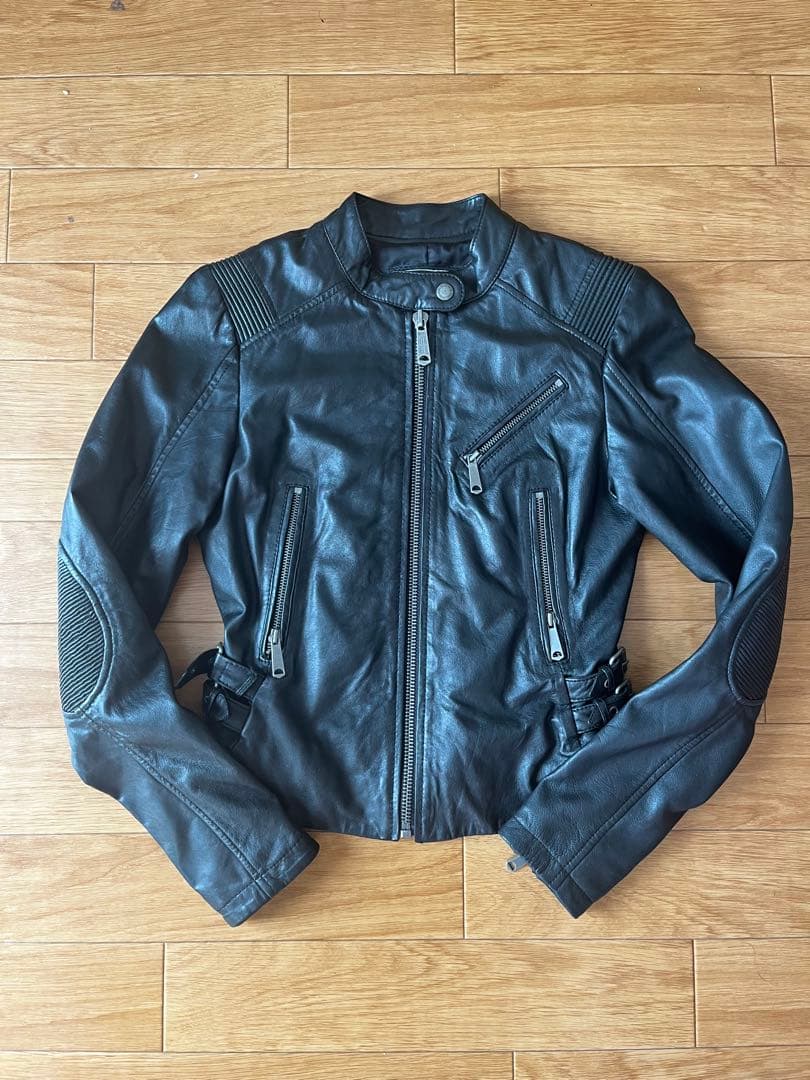 DIESEL ブラックレザーシングルライダースジャケット