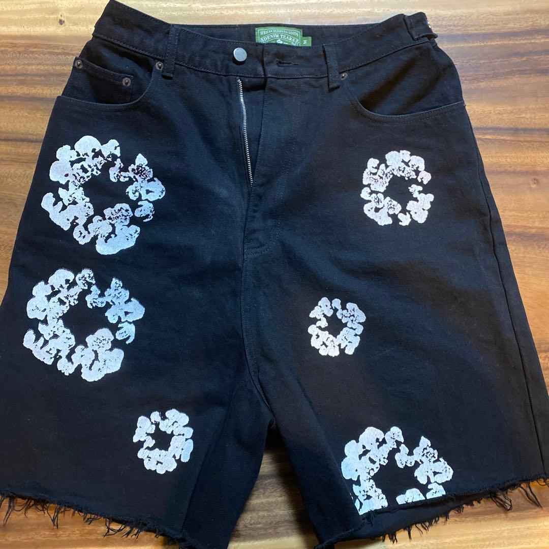 DENIM TEARS 黒デニムショートパンツ