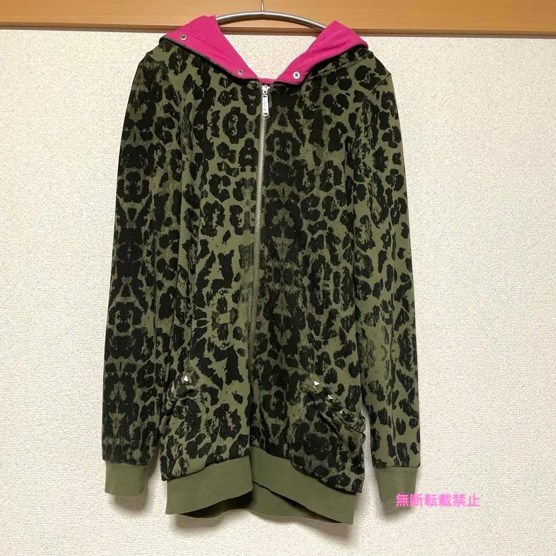 Abbey Dawn ヒョウ柄　レオパード　ピンク　ロングパーカー　M