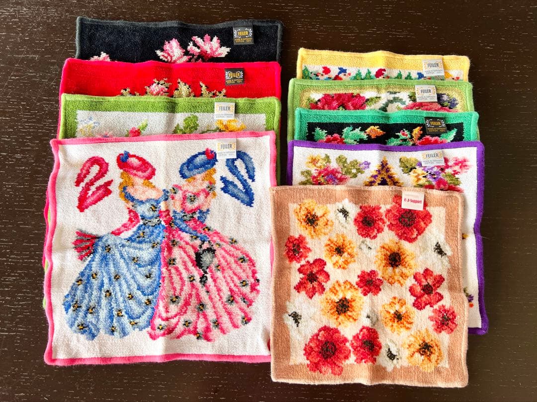 新品未使用　FEILER タオルハンカチ8枚 E:J-Support計9枚セット