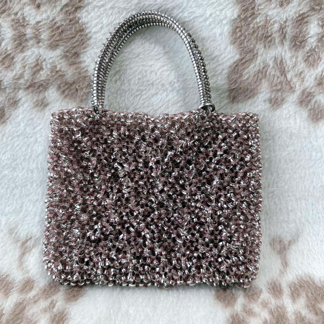 アンテプリマ パーティー バッグ ピンクシルバー ワイヤー ミニ スクエア