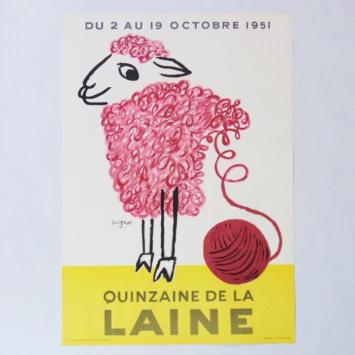 サヴィニャック 復刻 ポスター LAINE 羊毛の2週間 毛糸 羊 ひつじ