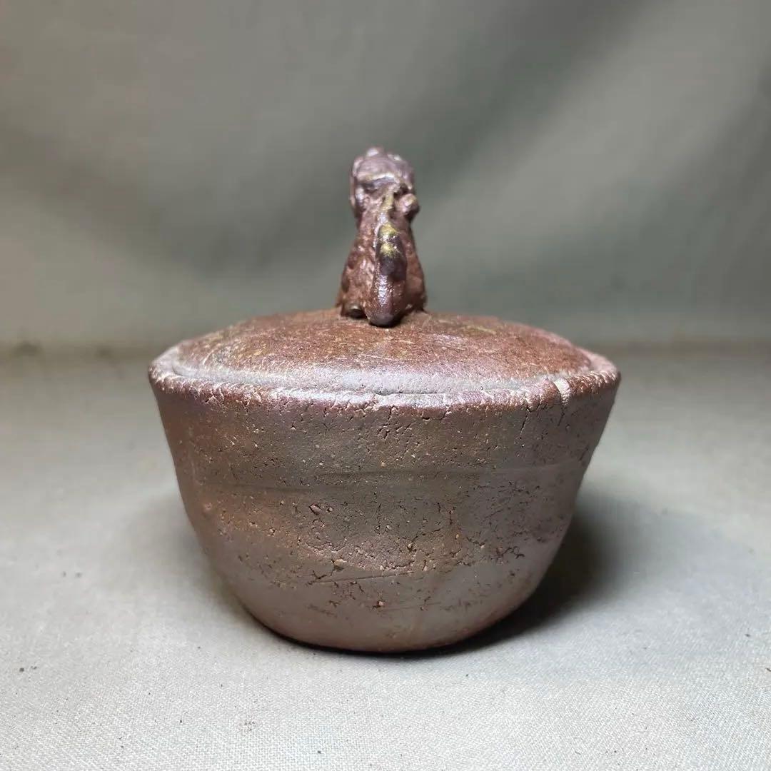 ト*ー様 備前焼　備前手造り龍宝瓶　獅子宝瓶 在銘 ２点セット 煎茶器 急須 煎