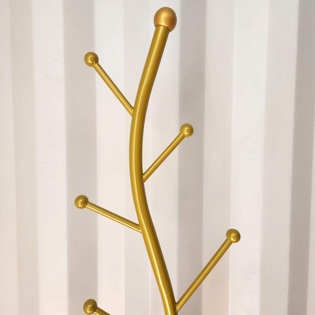 金属製　大理石ベース　ポールハンガー　ハンガーラック　コートハンガー　ゴールド