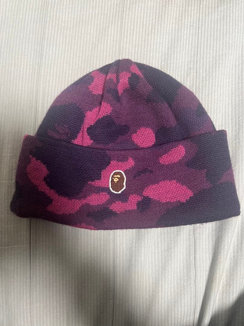 BAPE 紫・ピンク迷彩 ニット帽
