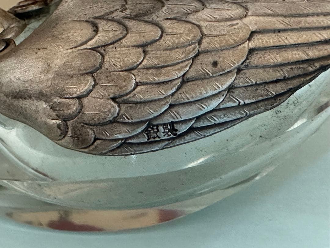 銀製 鴛鴦 おしどり 調味料入れ 2点セット 刻印有