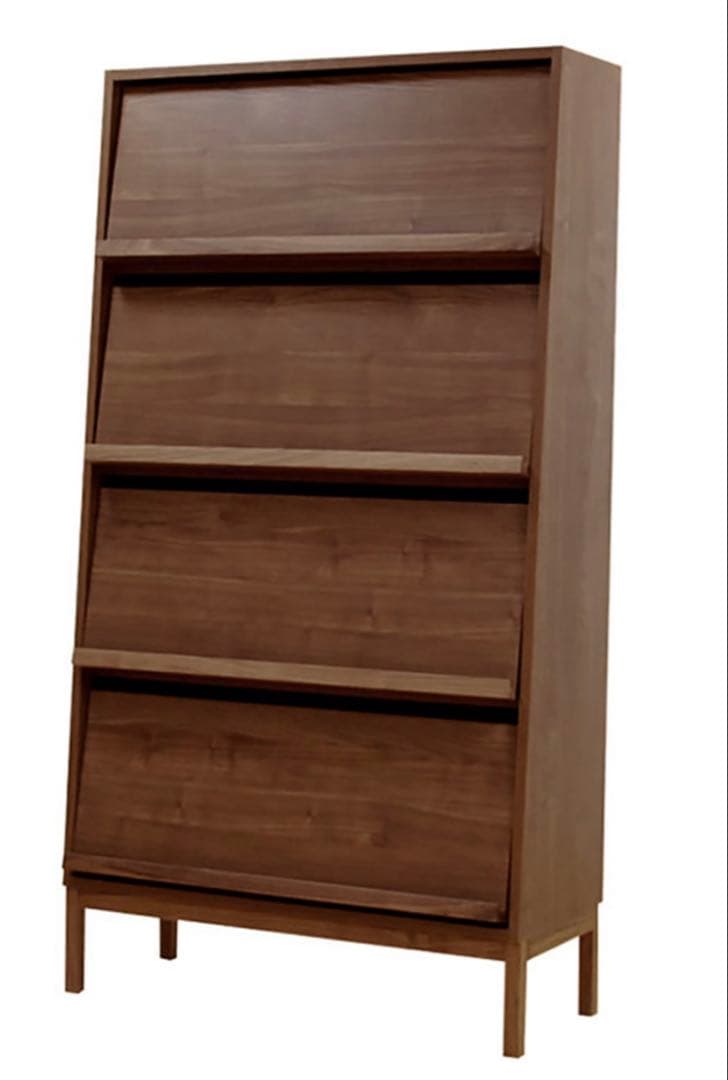 ウォールナット 4段本棚 扉付き　送料1.2万込