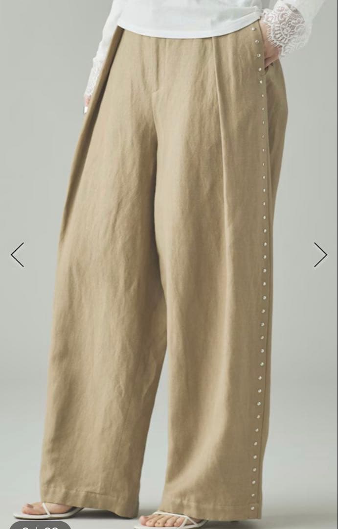 【美品】新作　カレンソロジー　リネンウールスタッズパンツ