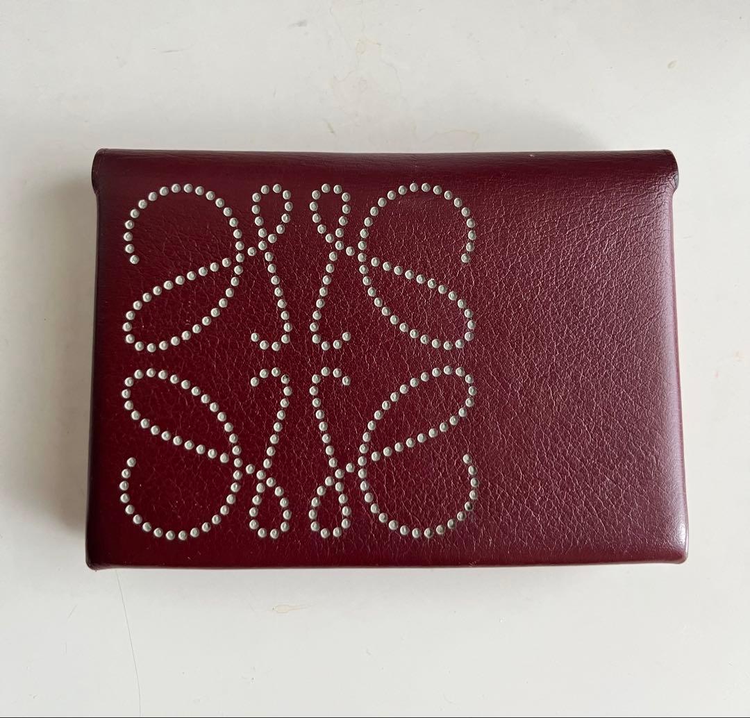 ロエベ　バーガンディレザーカードケース