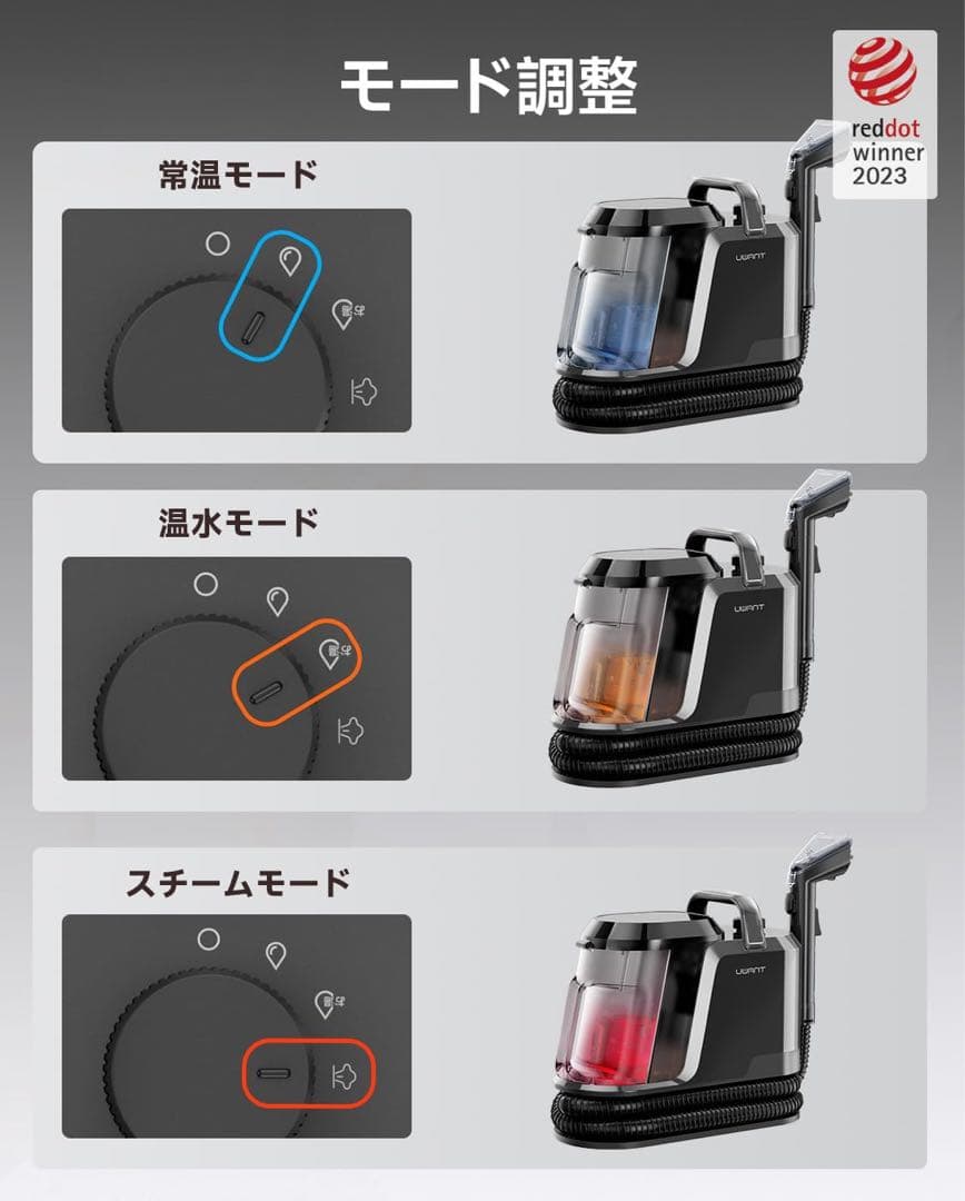 スチームクリーナー リンサークリーナー 自動クリーニング 18000Pa 絨毯