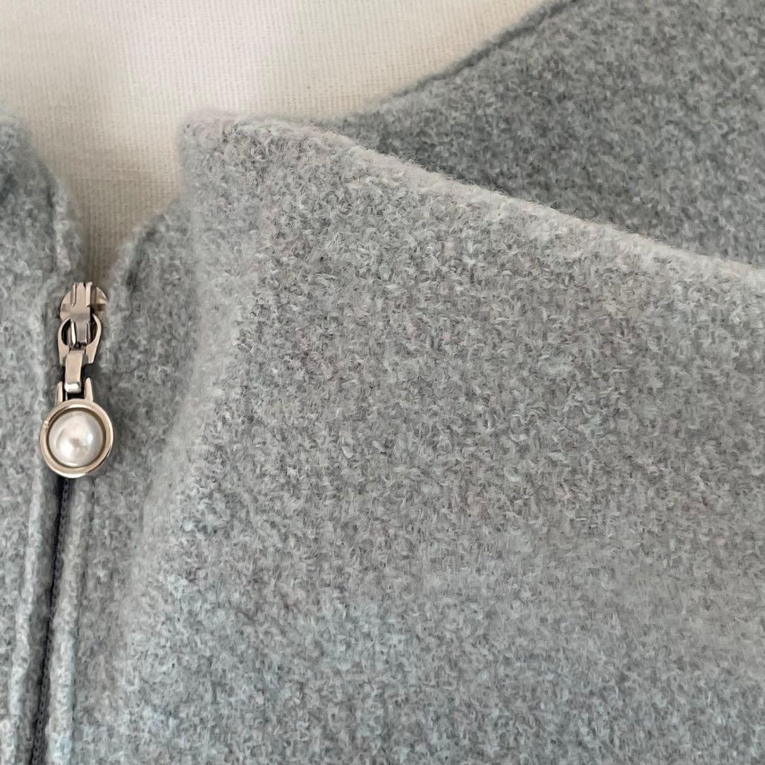 新品　ユキトリイ　フリル　ジャケット40サイズ パール　ジップアップ