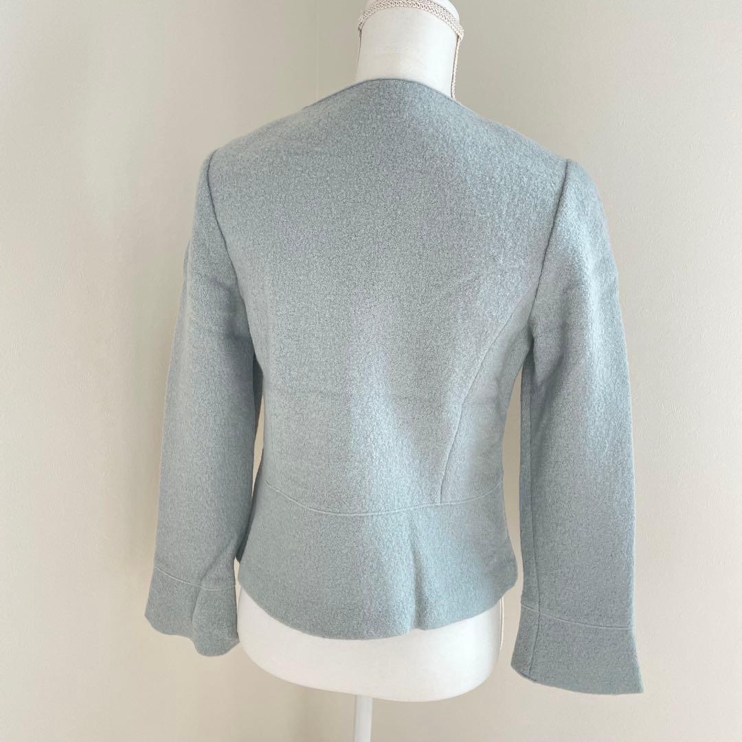 新品　ユキトリイ　フリル　ジャケット40サイズ パール　ジップアップ