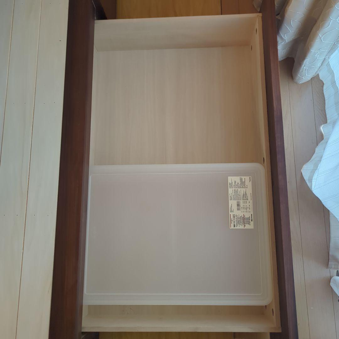 無印良品　収納ベッド(シングル)ウォールナット材、ヘッドボード付
