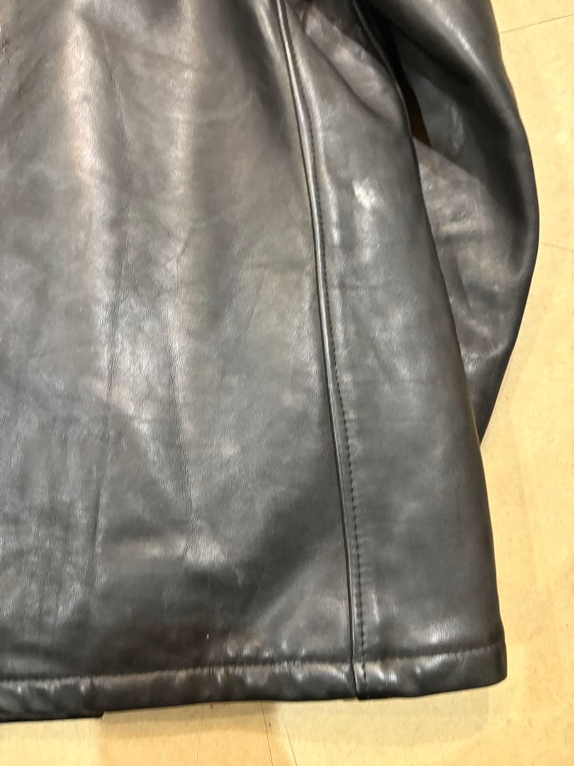 美品 SCHOTT レザー ピーコート40 XLブラック USA製 ショット