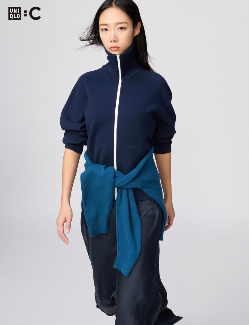 UNIQLO C ミラノリブフルジップカーディガン XXLネイビー ユニクロ