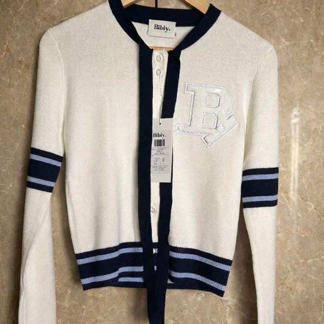 M*読様 Bibiy. B. CLUB TIE CARDIGAN ホワイト　値下