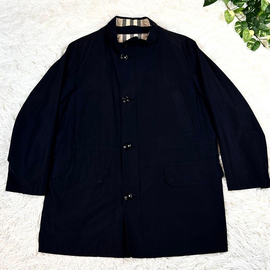 バーバリーロンドン 2way スタンドカラーコート ノバチェック M ブラック