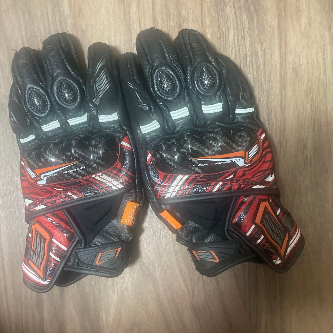 バイクグローブ 赤黒 プロテクター付き ヒョードウ