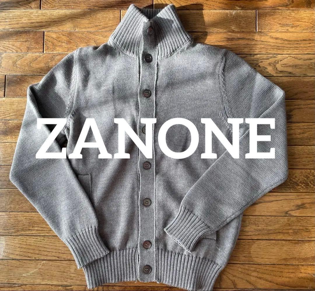 【美品】ZANONE CHIOTO グレージュ-48- ボタン付ニット