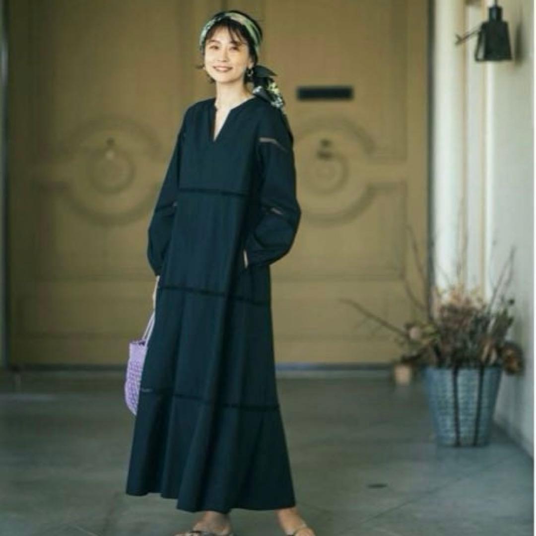 完売希少　ヌキテパ　五明祐子　ポプリンレースロングドレス　コットン　インド　S