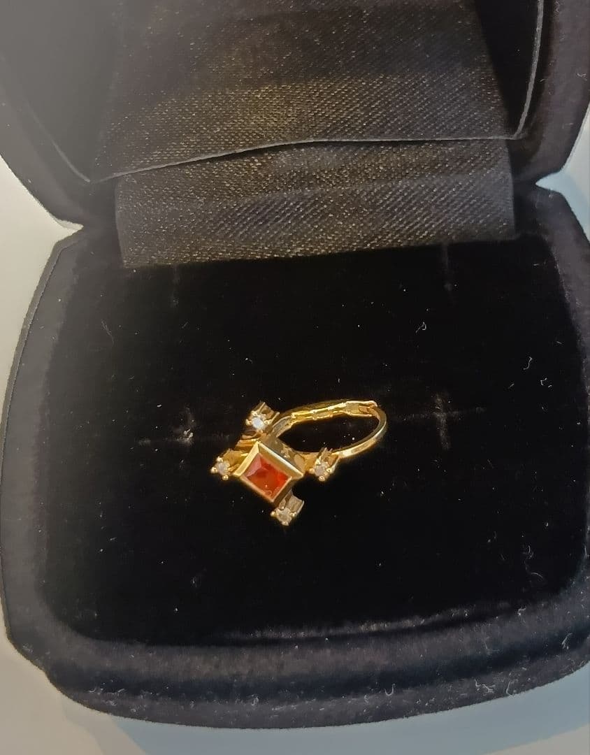 【ヴァンドーム青山】 K18YG ガーネットダイヤ フープピアス 片耳