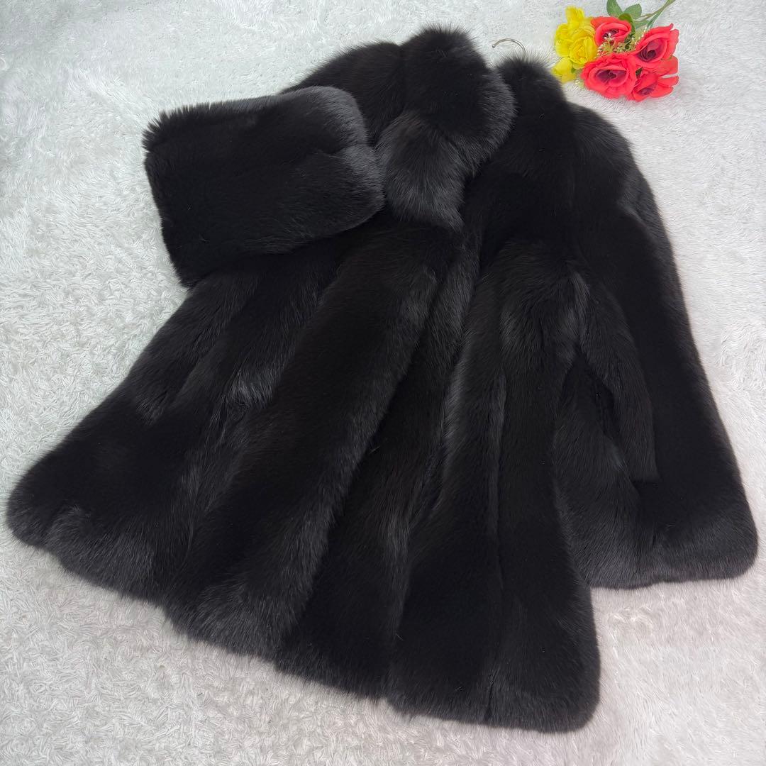 美品 ボリューム◎ 毛並み◎ ブルーフォックス 本毛皮 なめし柔らか